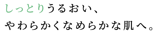 しっとりうるおい、やわらかくなめらかな肌へ。